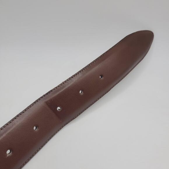 SuitSupply Belt 95/38 Brown Leather Dress Casual Classic Square Silver Buckle - Picture 5 of 5
